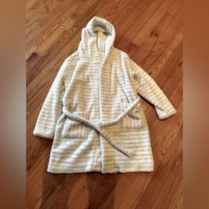 White and grey sparkly robe with hood